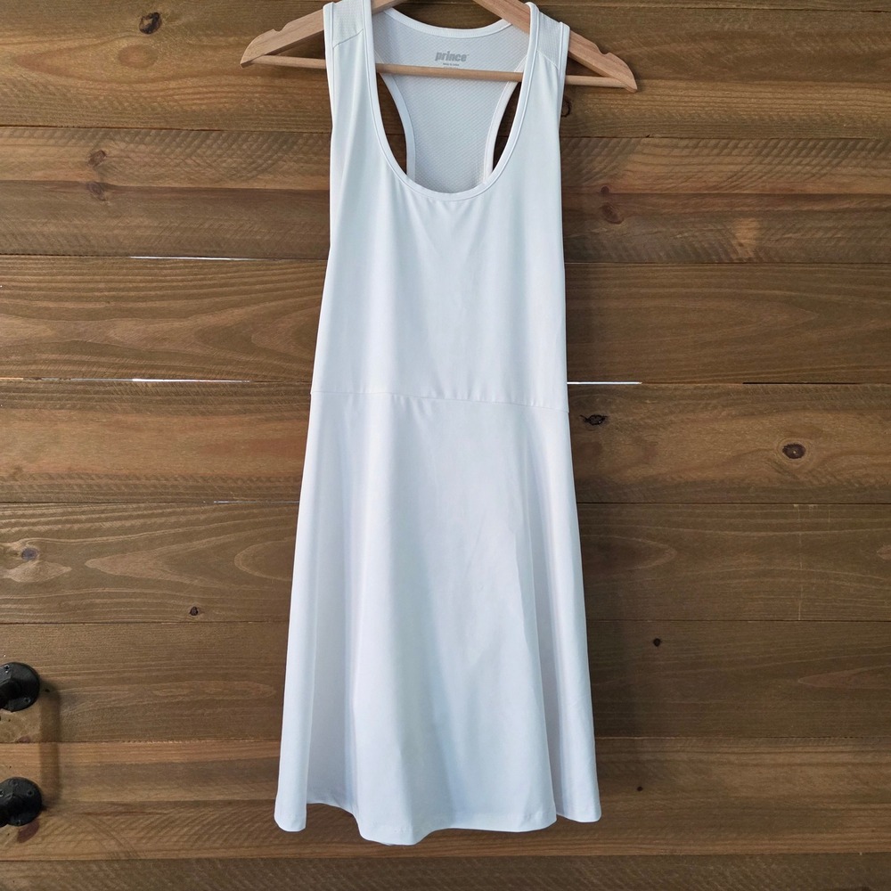 NEW Prince Womens White Racerback Tennis Dress Built in Undershorts Size L